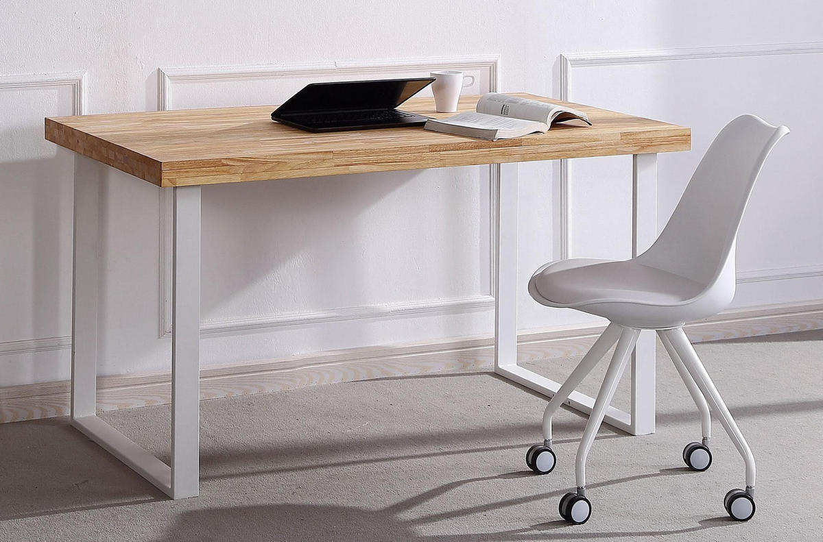 SCHREIBTISCH eiche/weiß, 120/60/73cm - Eichefarben, Holzwerkstoff (60/120/73cm) - Skraut Home