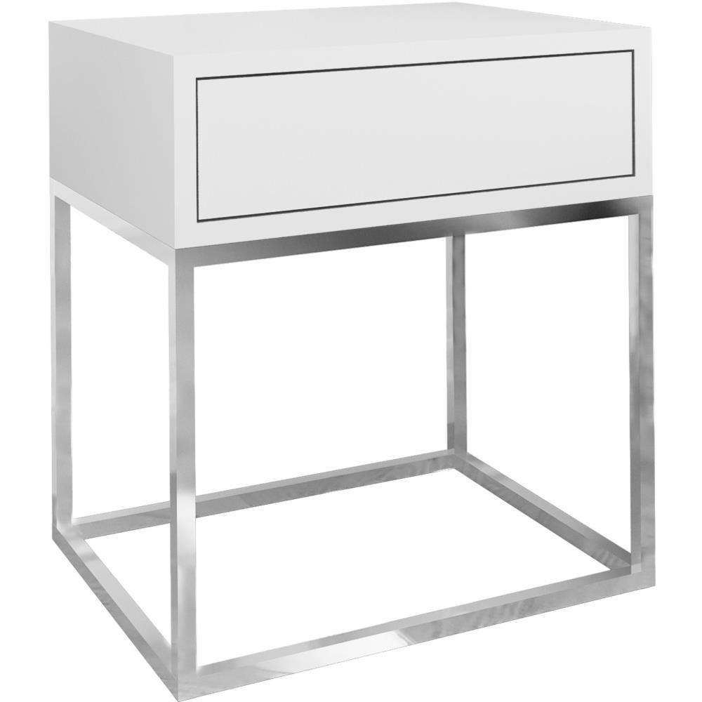 NACHTSCHRANK Kay 45/50/35 weiß - Chromfarben/Silberfarben, Holzwerkstoff/Metall (45/50/35cm) - Beautysofa