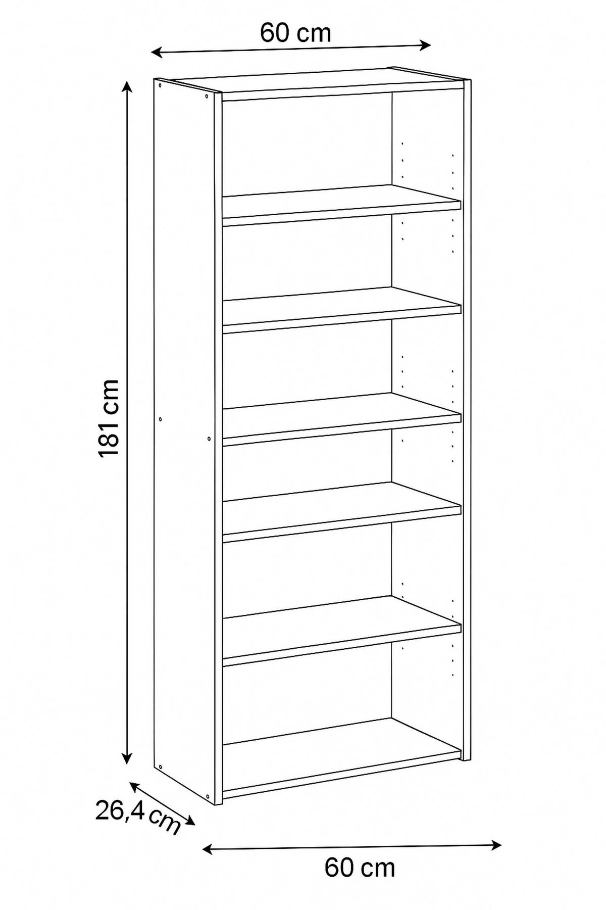 BÜCHERREGAL Weiß 60/181/26 - Weiß, Holzwerkstoff (60/181/26cm) - RAUMHIRSCH FURNITURE