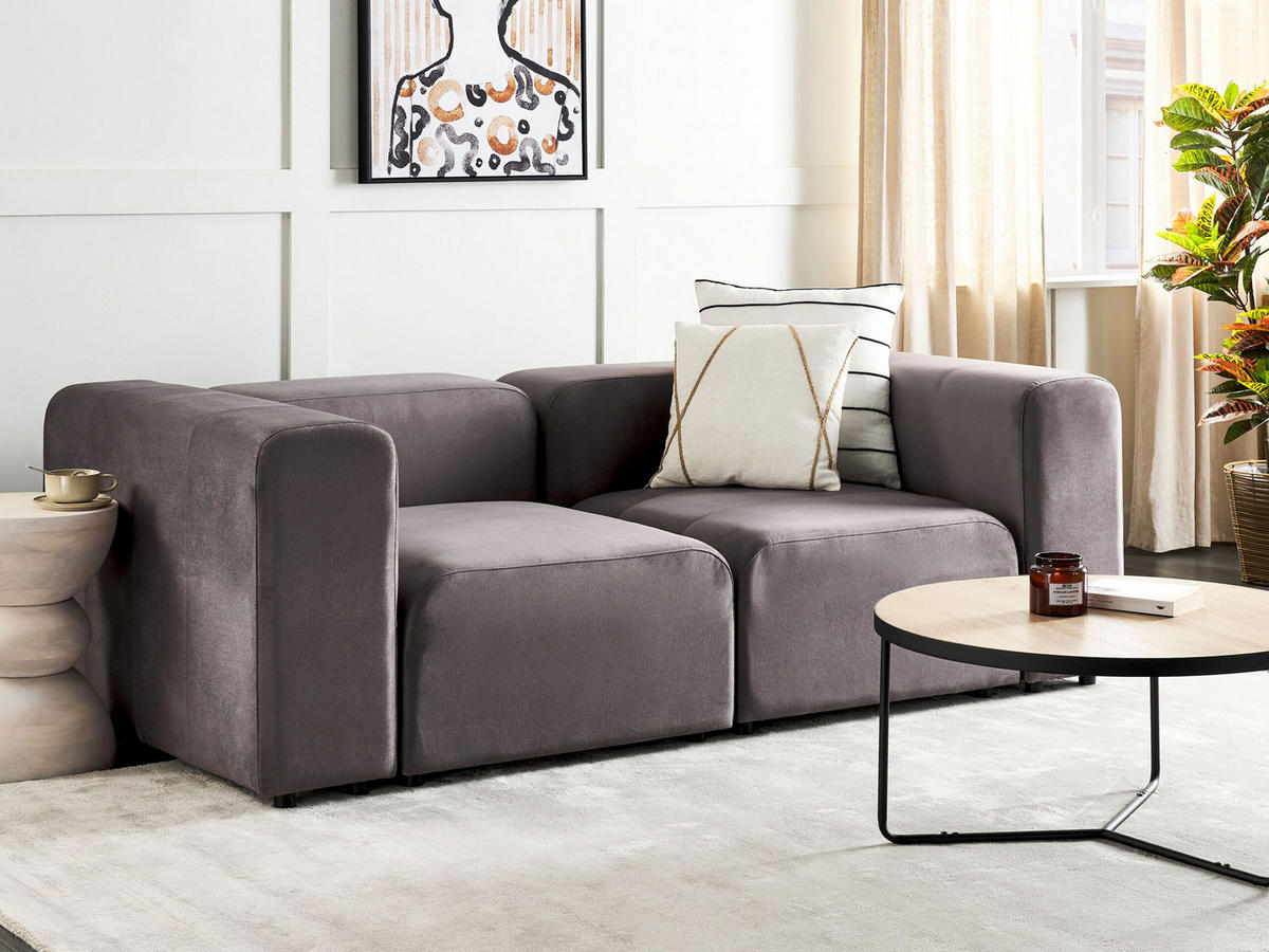 2-SITZER-SOFA Samtstoff dunkelgrau Falsterbo - Dunkelgrau, Textil (204/70/105cm) - Beliani