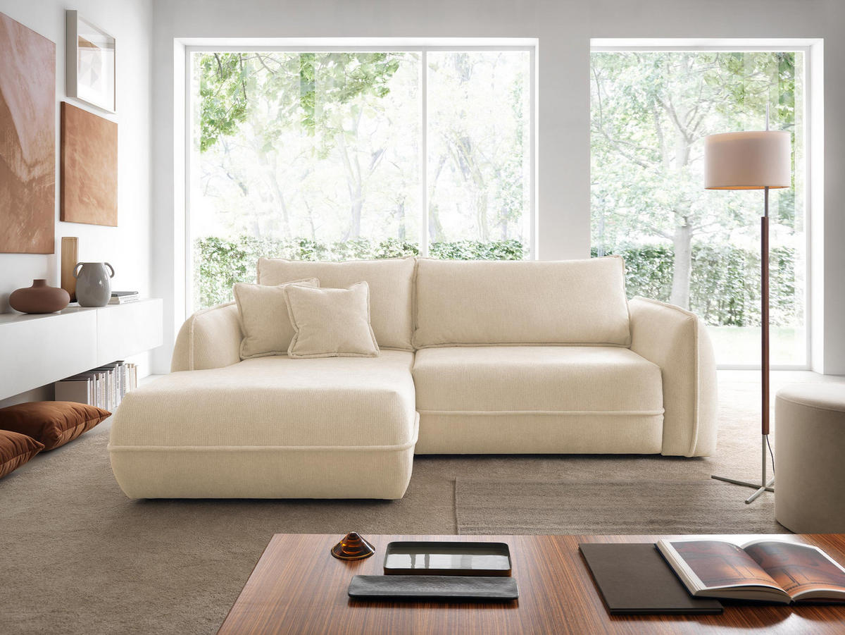 ECKSOFA Moho, Seite: Links - Beige/Schwarz, Holz/Kunststoff (254/162cm) - MIRJAN24