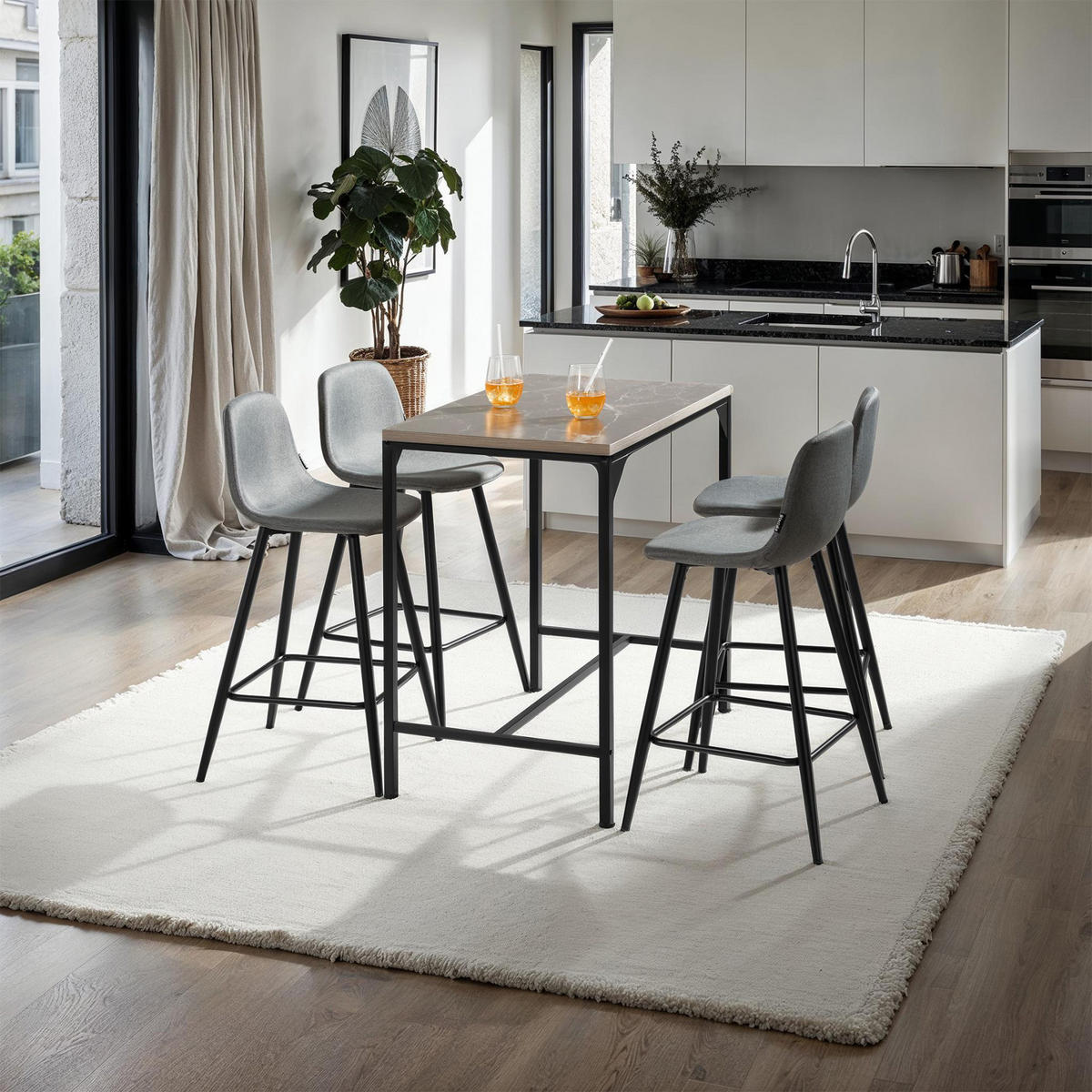 THEKENSTUHL Willow,45 x 48 x 92 cm, Belastbarkeit 120 kg,dunkelgrau/schwarz - Dunkelgrau/Schwarz, Kunststoff (45/92/48cm) - tectake