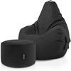 SITZSACK + Hocker "Cozy+Stay" 2er Set - Schwarz, Textil (70/90/80cm) - Green Bean