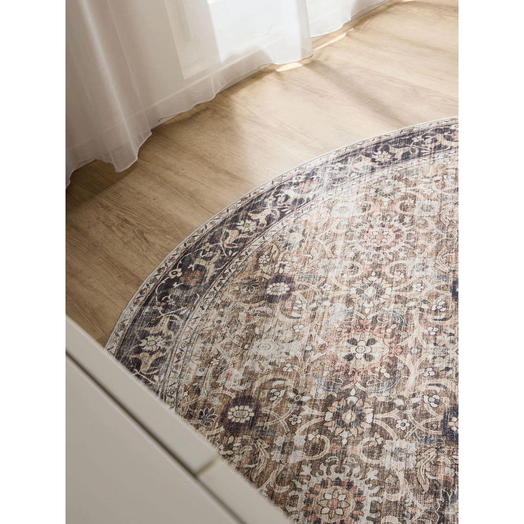 Thumbnail - benuta Vintage-Teppich, Anthrazit, Taupe, Kunststoff, Vintage, Rund, 120x120 cm, Oeko-Tex® Standard 100, in verschiedene...