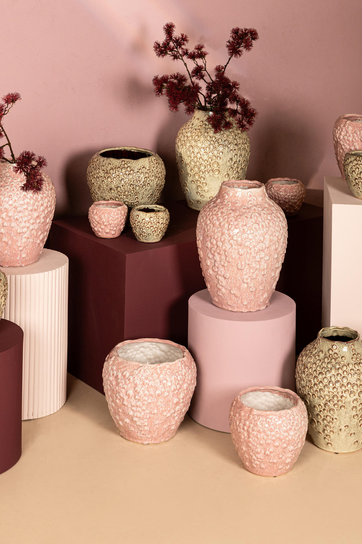 TOPF Avis Rosa 20/20/17cm - Pink, Keramik (17cm) - PTMD Collection