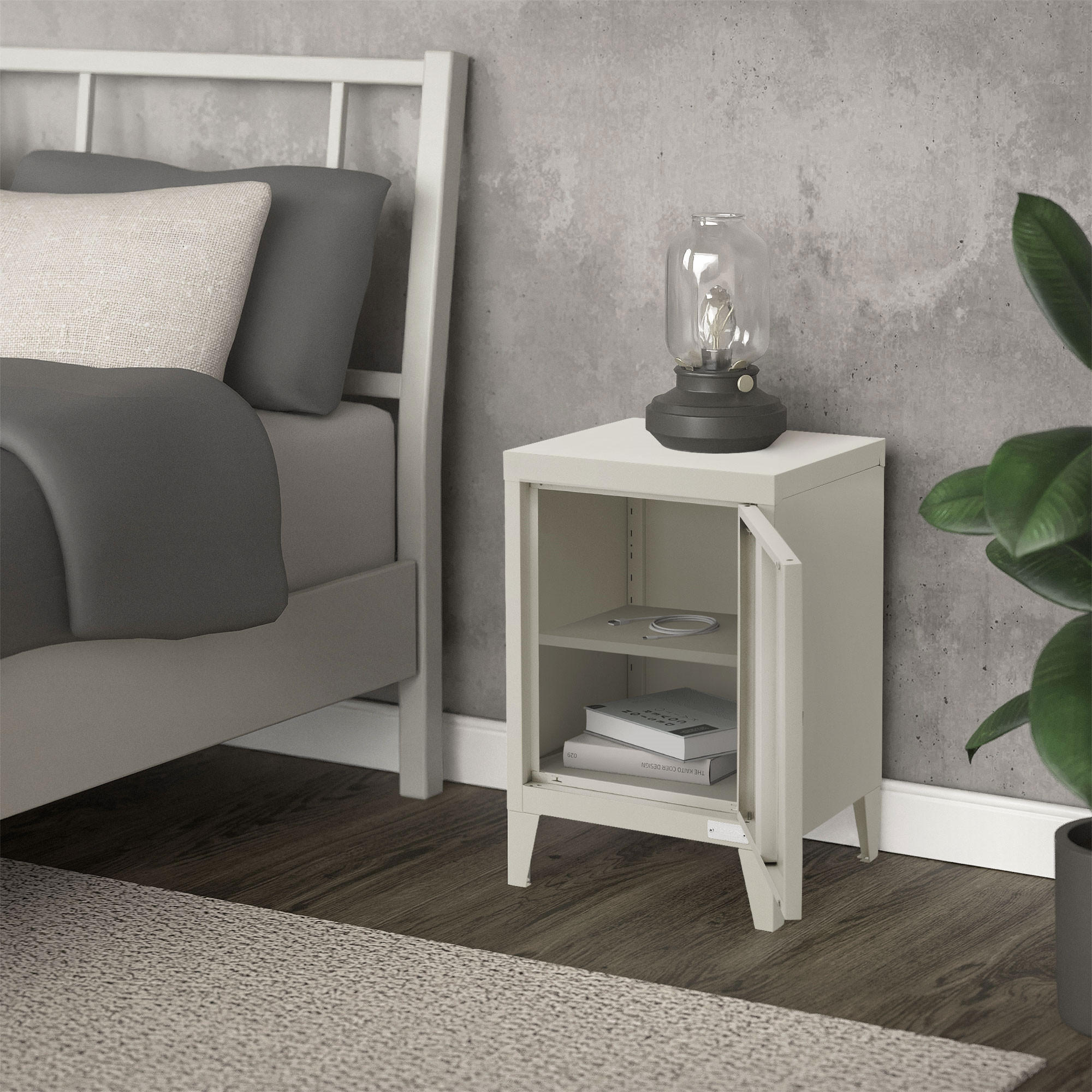 NACHTTISCH Hellgrau 40x30x58 cm aus Stahl - Hellgrau, Metall (40/58/30cm) - ML-DESIGN