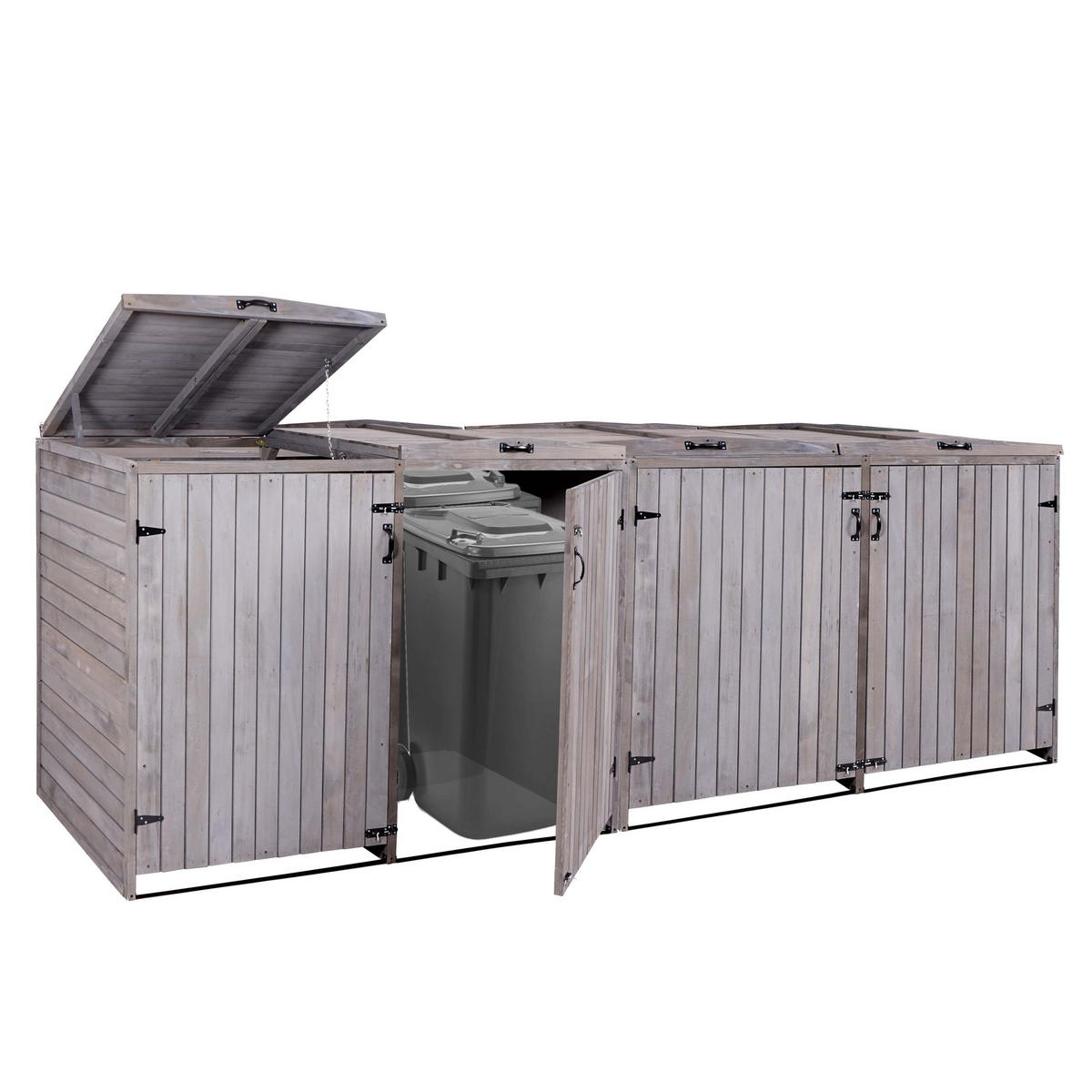 MÜLLTONNENBOX XL 4er-/8er HxBxT 126x316x98cm Anthrazit-Grau Holz - Anthrazit, Holz (316/126/98cm) - PROREGAL
