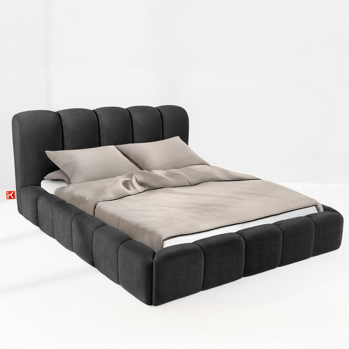 POLSTERBETT MERIDE Chenille, Anthrazit - Anthrazit/Schwarz, Holz/Textil (180/200cm) - KONSIMO®