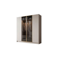 KLEIDERSCHRANK ATRIUM GOLD 200/57/210 cm Push-to-Open mit LED-Beleuchtung - Kaschmir, Holzwerkstoff (200/210/57cm) - Lookway