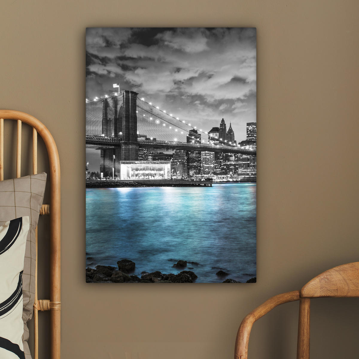 LEINWANDBILD New York - Skyline - Stadt - Blau 60x90 cm - Blaugrau, Textil (60/90cm) - MuchoWow