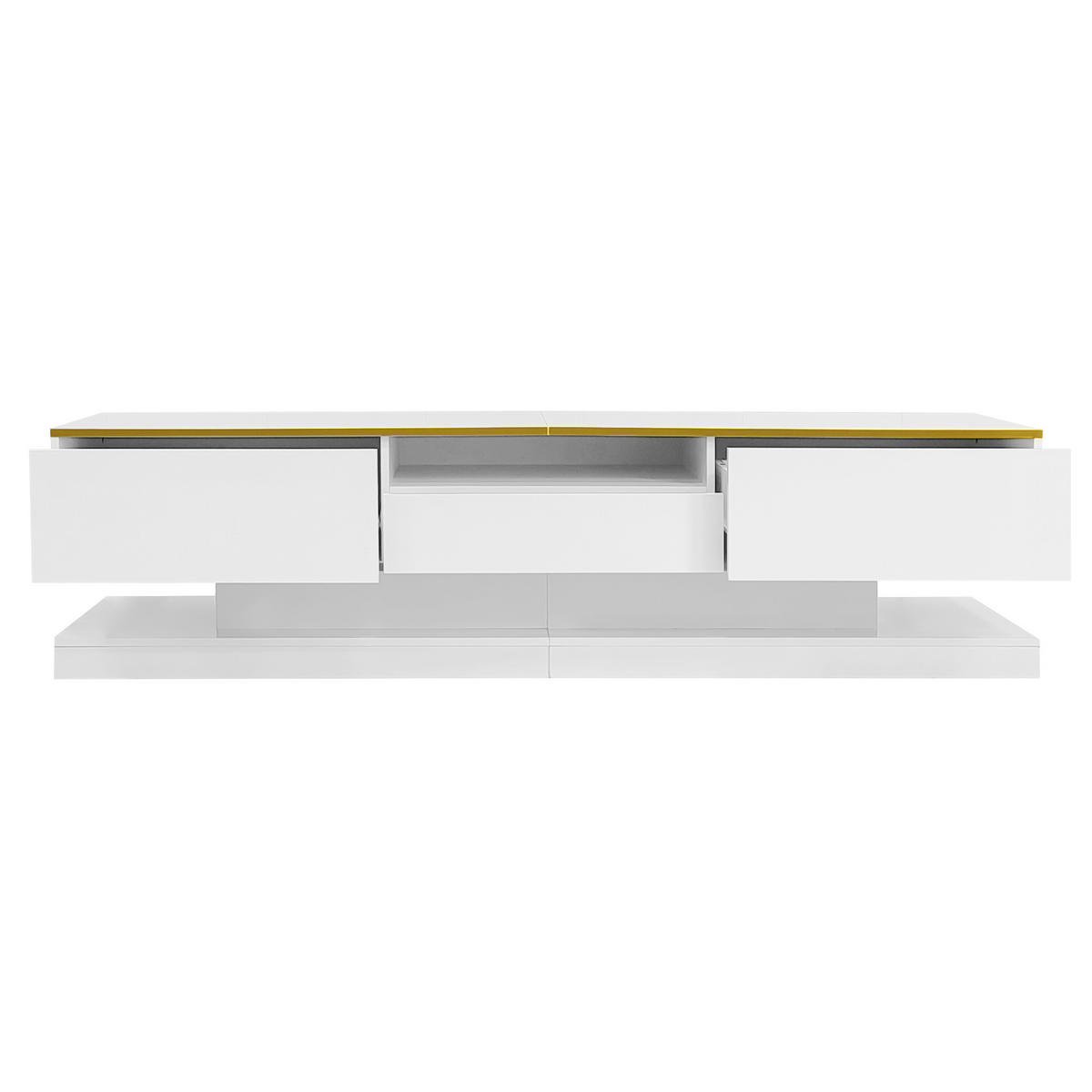 LOWBOARD DE-40561 3 Schubladen mit LED und goldenen Akzenten Weiß - Weiß, Holzwerkstoff (180/45/38cm) - ComfortXL
