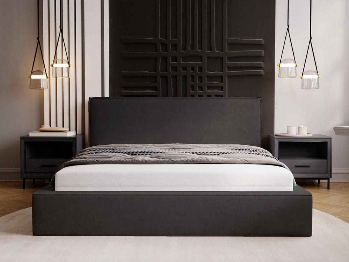 POLSTERBETT Monaco 140x200 Graphit - Dunkelgrau, Textil (140/200cm) - Graingold