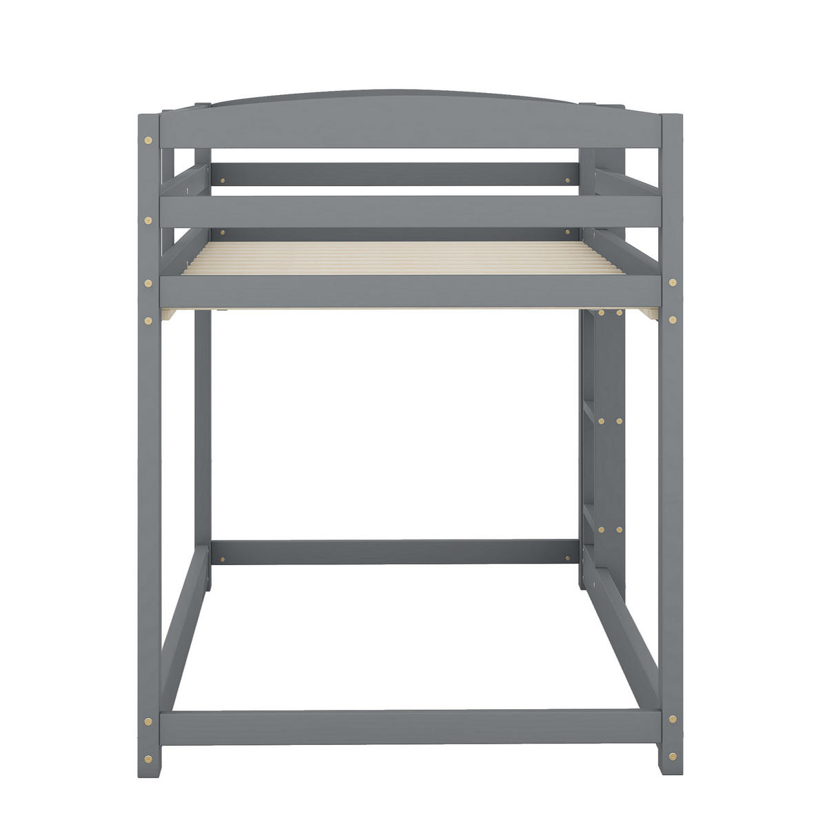 ETAGENBETT 90/200 cm Grau aus massiver Kiefer mit stabilem Geländer - Grau, Holz (90/200cm) - OKWISH