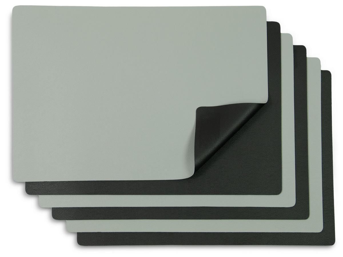 TISCHSET, 6er-Set, 30x42 cm, wasserdicht, aus PVC und Polyester, Schwarz - Schwarz, Textil (42/30/1cm) - Zollner