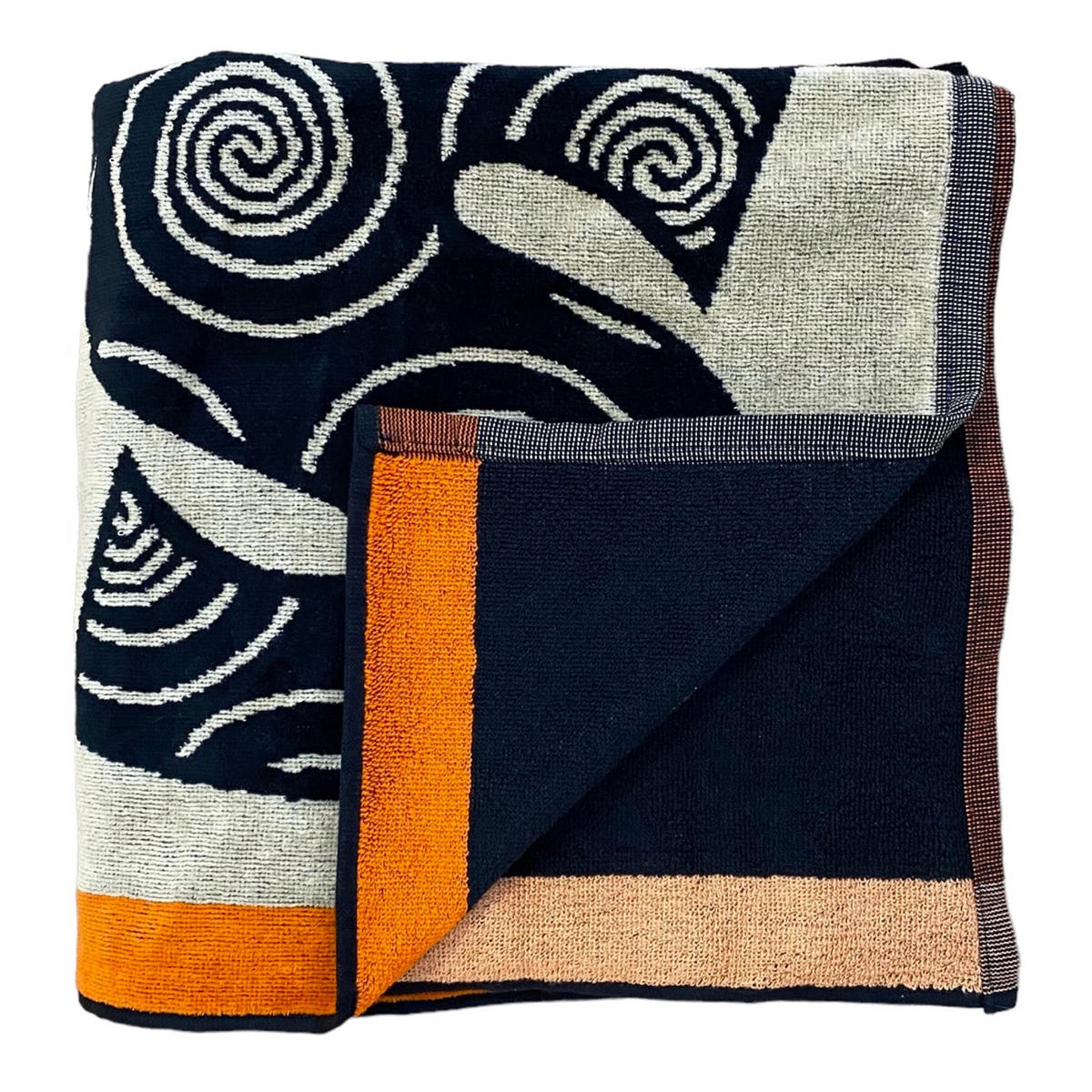 STRANDTUCH Frottee Velours Jacquard Concha 140x180 400g/m² - Orange, Textil (140/180cm) - LE COMPTOIR DE LA PLAGE