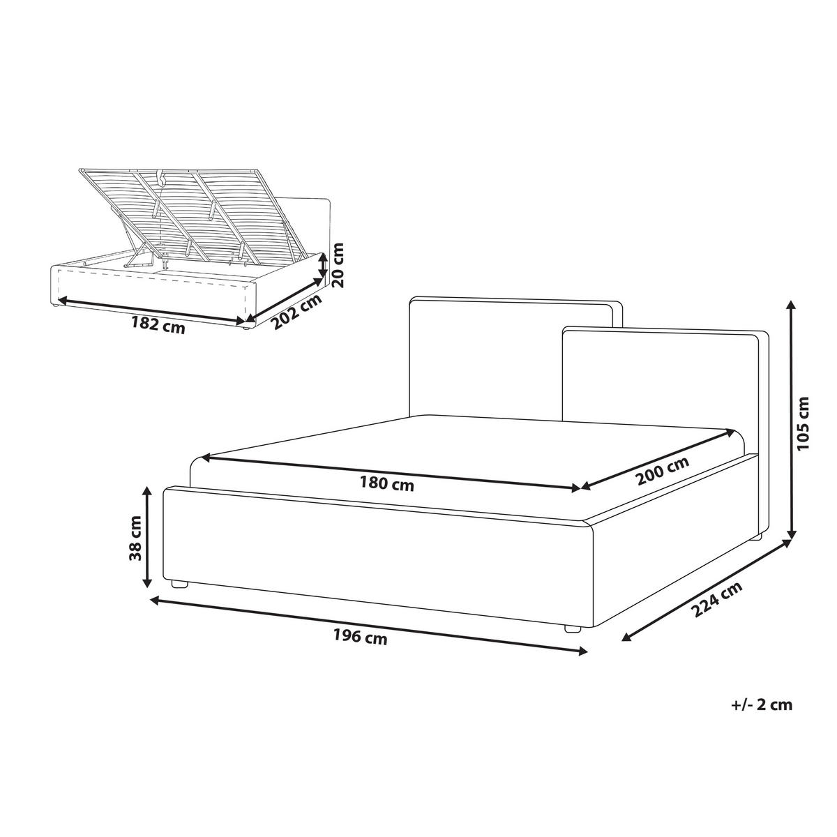 BETT mit Stauraum 180/200 cm Stoff Cremeweiß Lagarde - Creme, Textil (180/200cm) - Beliani