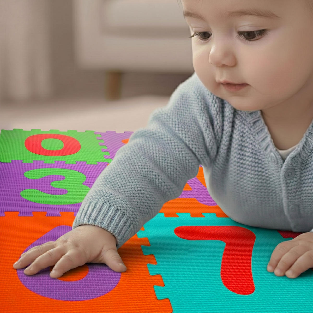 SPIELMATTE ab Null - 90 cm Baby Puzzlematte Zahlen - Multicolor, Kunststoff (30/30cm) - Littletom