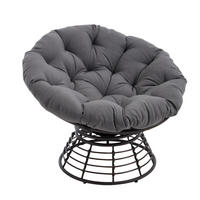 GARTEN-RELAXSESSEL Papasansessel, 360° drehbar,Rattan, Grau - Grau, Kunststoff/Metall (60/67/92cm) - LVHOM