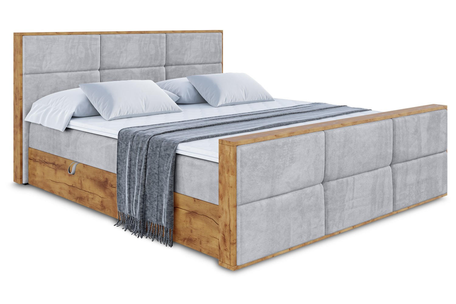 BOXBETT mit Matratze H3 und Lattenrost - LOLLI1-Z - 180x200 - Grau Monolith - Grau, Holzwerkstoff (180/200cm) - ALTDECOR