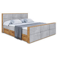 BOXBETT mit Matratze H4 und Lattenrost - LOLLI1-Z - 200x200 - Grau Monolith - Grau, Holzwerkstoff (200/200cm) - ALTDECOR