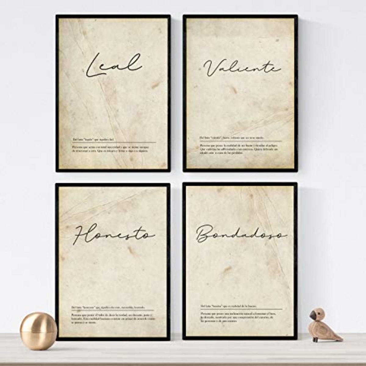 POSTER Set mit 4 Definitionen für meinen Partner Nordic Weißer Jungen A4 Schwarzer Rahmen - Schwarz, Papier (29.7/3cm) - Nacnic