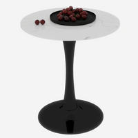 COUCHTISCH aus Kunstmarmor 70x70x72 cm Schwarz/Weiß mit runder Tischplatte - Weiß, Stein (70/70/72cm) - IVMEU