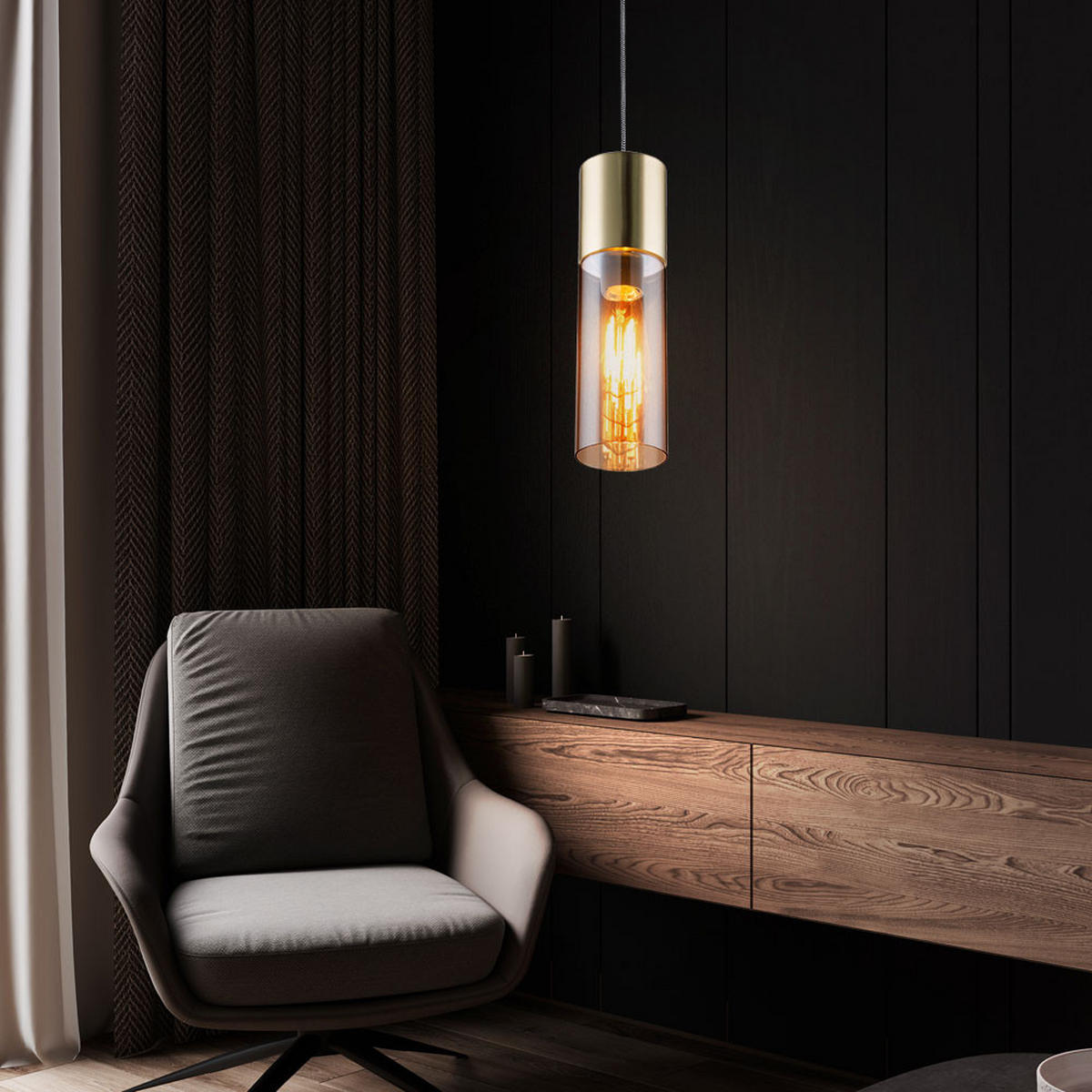 HÄNGELEUCHTE Messing Orange 2er Set - Orange, Glas (10.5/10.5/152.5cm)