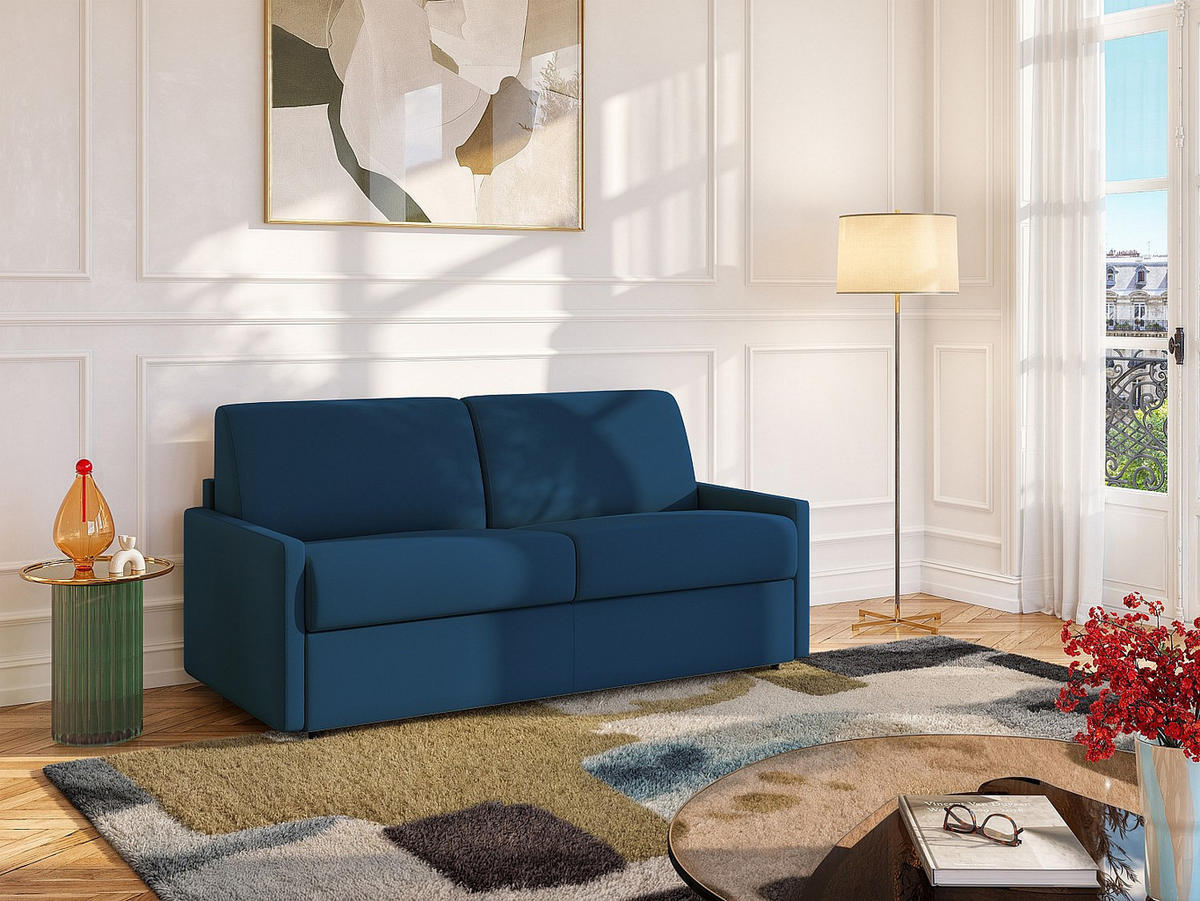 SCHLAFSOFA - 3 Personen - stoff - marineblau Calife - Dunkelblau, Textil (170/97/223cm) - Vente-Unique