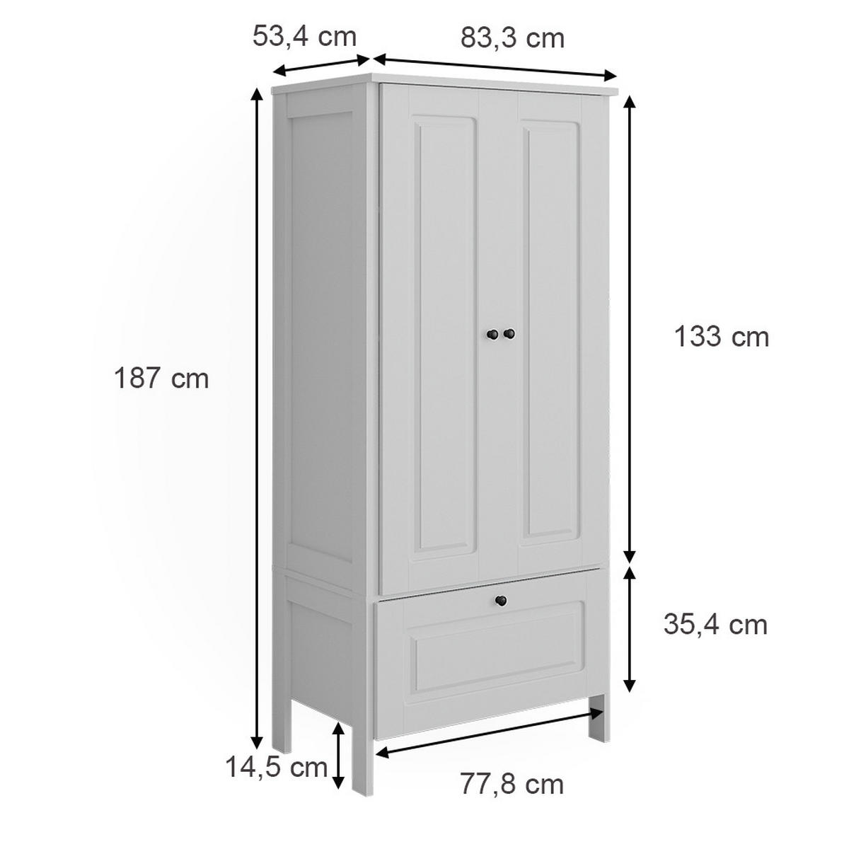KINDERKLEIDERSCHRANK Ajaton Weiß 83.3 x 187 cm - Weiß, Holzwerkstoff (83.3/187/53.4cm) - VitaliSpa