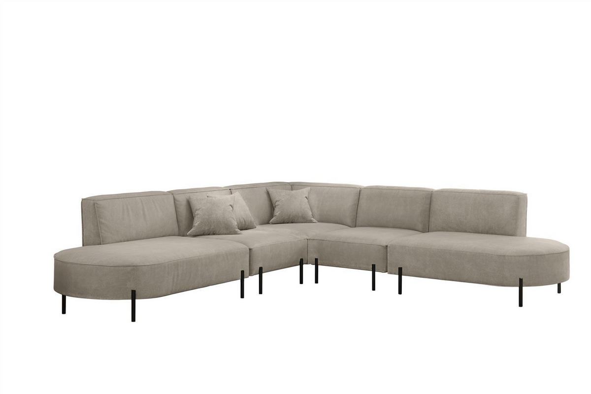 ECKSOFA Valencia - Hellgrau, Holzwerkstoff/Textil (303/303cm) - Fun Möbel