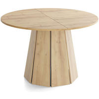 ESSTISCH Lunda rund ausziehbar verlängerbar, Buche Hellbraun 100-180/100/76 cm - Buchefarben/Schwarz, Holzwerkstoff (100/100/76cm) - WFL GROUP