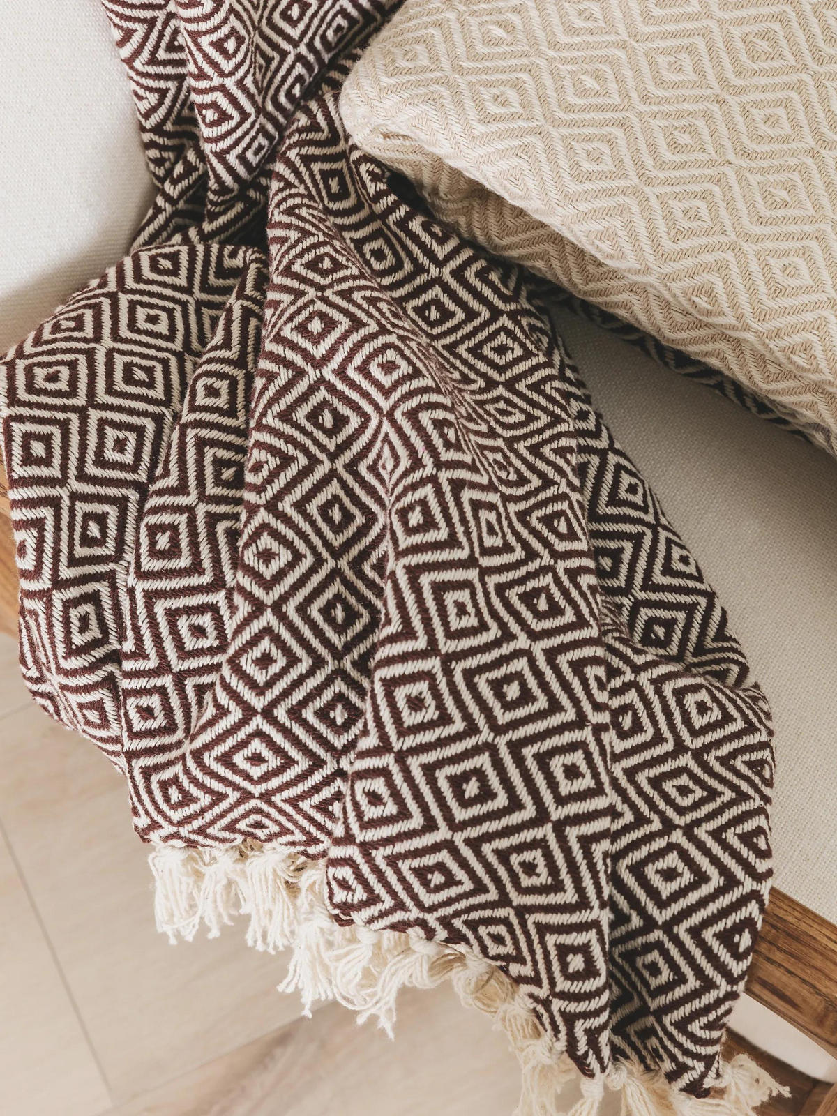 BAUMWOLLDECKE Jasmin Braun 125x150 cm - Braun, Textil (125/150cm) - benuta Nest