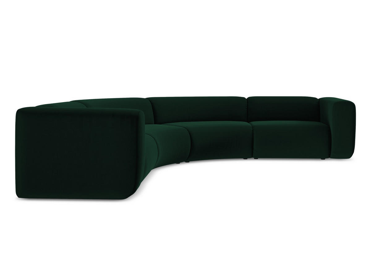 ECKSOFA Samt Stoff Grün - Dunkelgrün/Schwarz, Kunststoff/Textil (318/318cm) - Makamii
