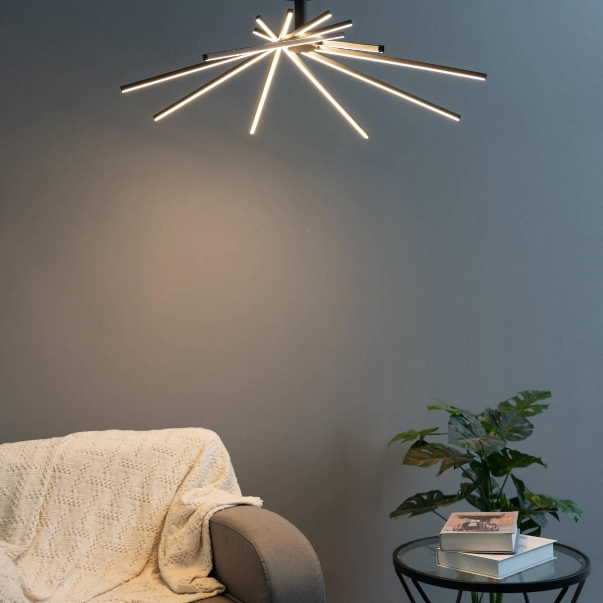 DECKENLEUCHTE Oxo, Schwarz, 55cm - Schwarz, Metall (55/80/55cm) - KOSILUM