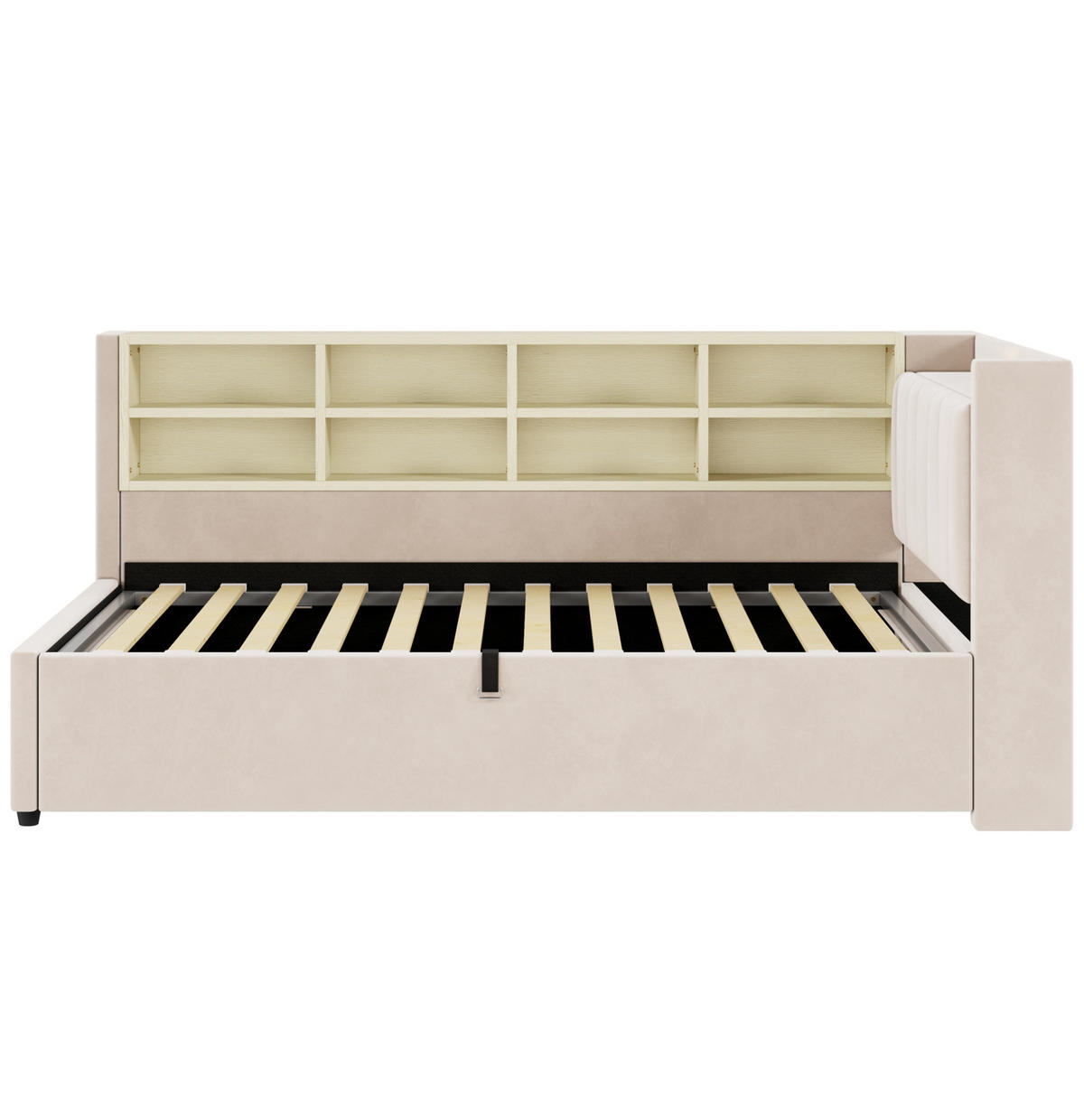 POLSTERBETT 90/200 cm in Beige mit Stauraum und USB- und Type-C-Anschlüssen - Beige, Textil (90/200cm) - Flora Grace