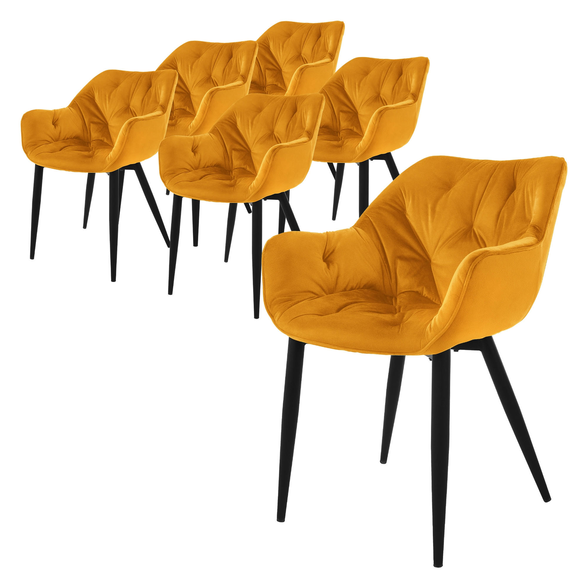 ML-DESIGN JÍDELNÍ ŽIDLE, sada 6 ks, hořčičně žlutý samet