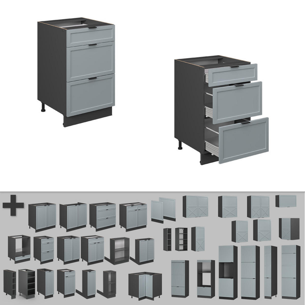 SCHUBUNTERSCHRANK Fame-Line Hellblau-grau 50 cm, AP Eiche - Honigeiche/Eiche Wotan, Holzwerkstoff (50/82/60cm) - Vicco