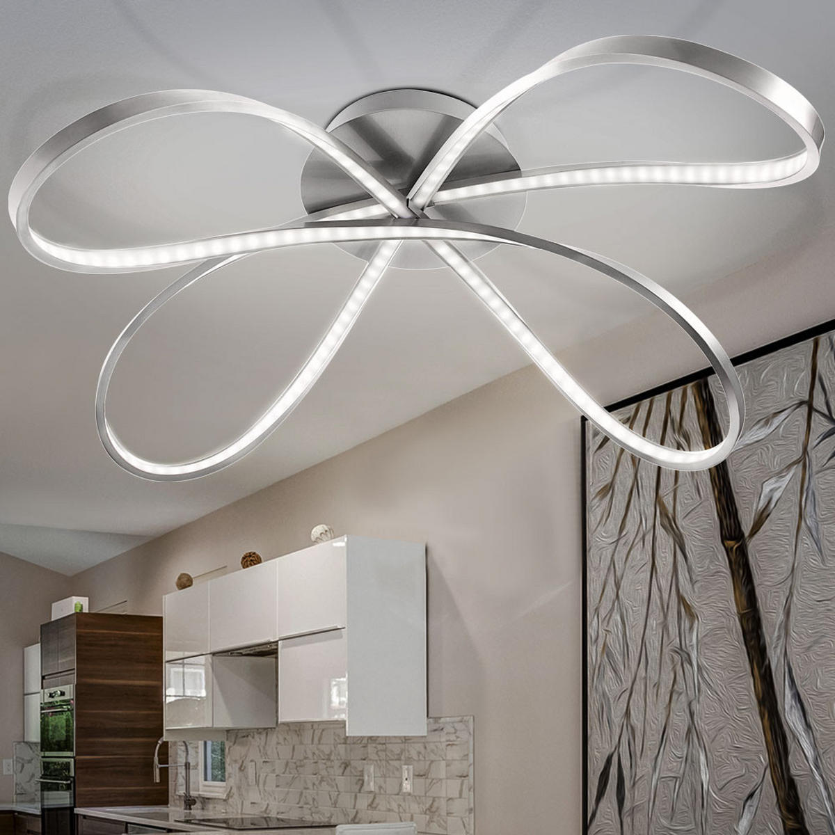 LED DECKENLEUCHTE Metall Silber - Silberfarben, Metall (75/65/23cm) - Globo Lighting