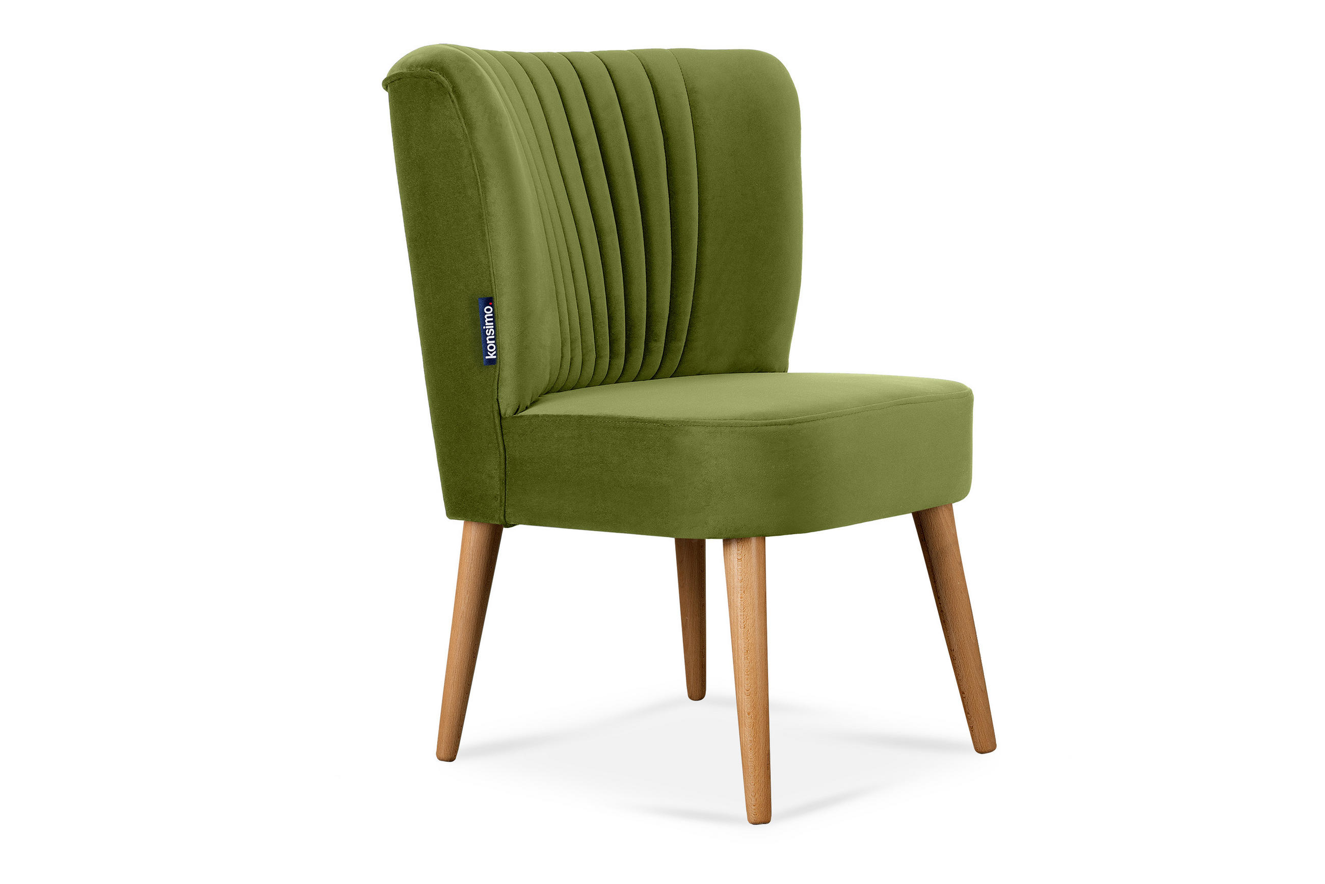 COCKTAILSESSEL DUCO auf hohen Beinen, Olive/Eiche - Eichefarben/Olivgrün, Holz/Textil (63/89/65cm) - KONSIMO®