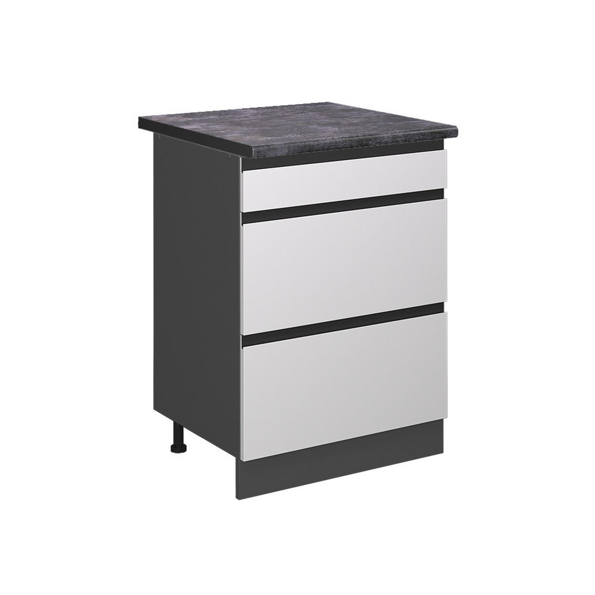 KÜCHENUNTERSCHRANK R-Line Weiß 60 cm mit Schubladen, AP Anthrazit - Anthrazit/Weiß, Holzwerkstoff (60/81.6/60cm) - Vicco