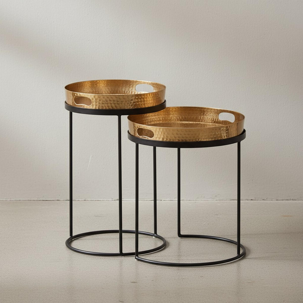 BEISTELLTISCH Aluminium Stahl Hammerstruktur Abnehmbare Platte NERA, Gold 38x38x45 cm - Goldfarben/Schwarz, Metall (38/38/45cm) - KADIMA DESIGN