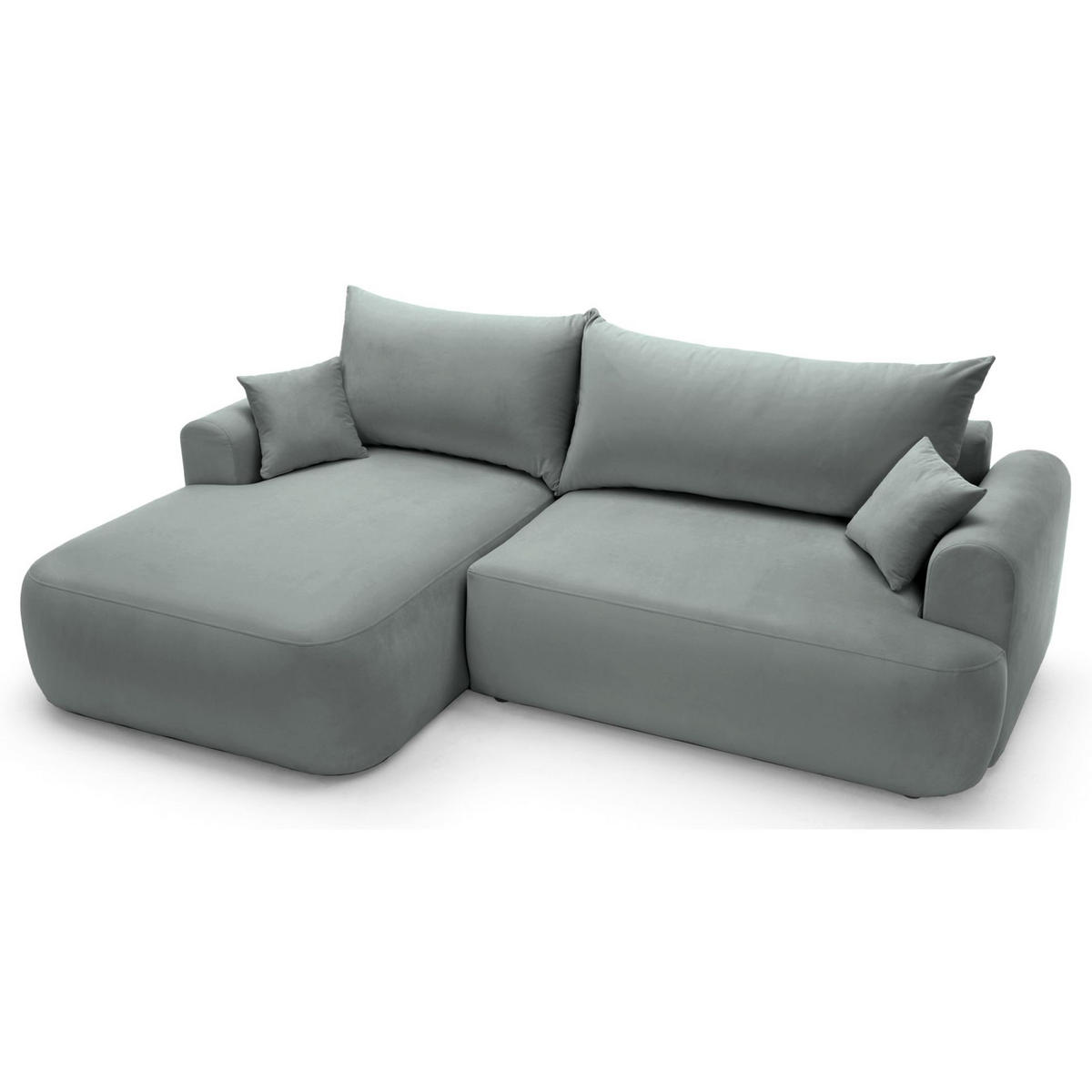 ECKSOFA Ovo Grau mit wasserabweisendem Samtbezug - Schwarz/Grau, Kunststoff/Textil (260/165cm) - Selsey