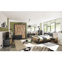 JUGENDZIMMER Dallas in Graphit und Montana Oak 6 teiliges Komplett Set - Braun/Grau, Holzwerkstoff (120/200/80cm)