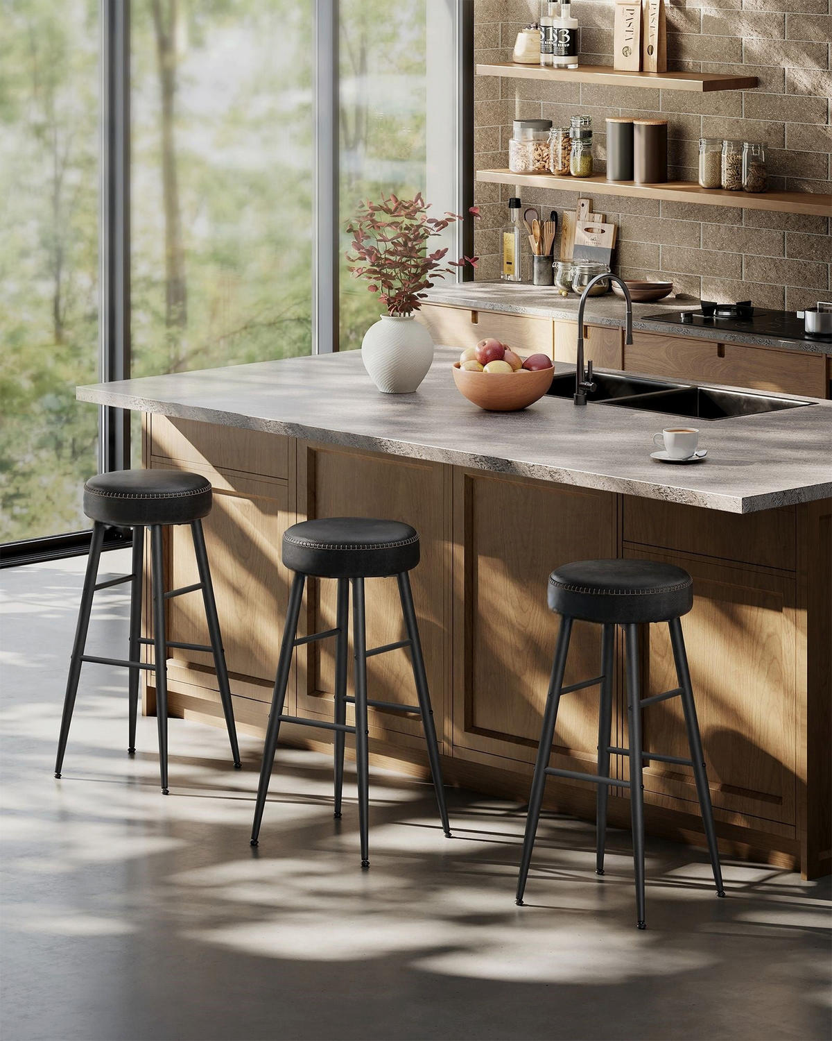 BARHOCKER MASERU 2ER-SET - Schwarz, Metall (51.6/76.2/51.6cm) - Hansiro