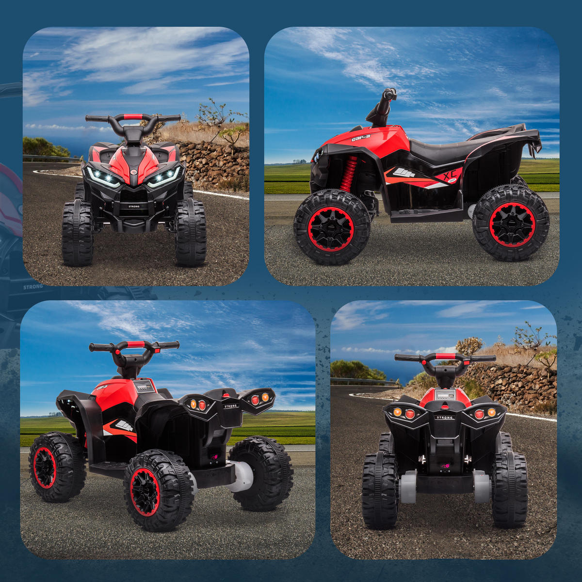 ELEKTRO-QUAD DE-13034 2 Motoren Rot - Rot, Kunststoff (83/53/55.5cm) - ComfortXL