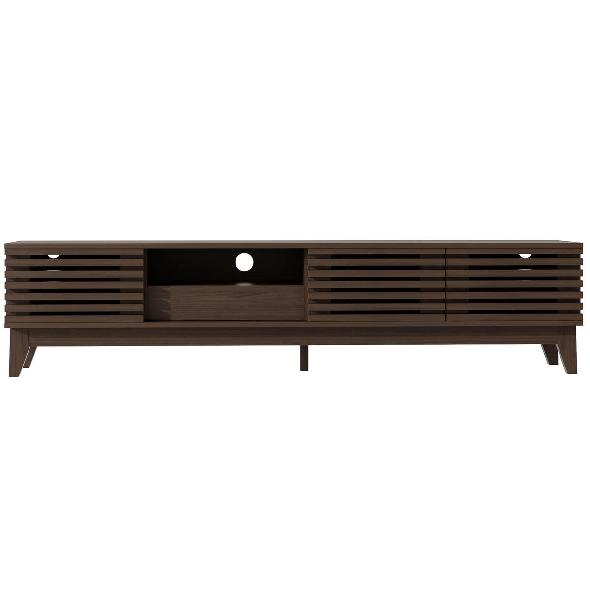 TV-LOWBOARD aus Holzwerkstoff 170x35x40 cm Natur mit 3 Türen, 1 Schublade und Kabeldurchführung im Vintage-Lamellendesign - Naturfarben, Holzwerkstoff (170/40/35cm) - Modfu