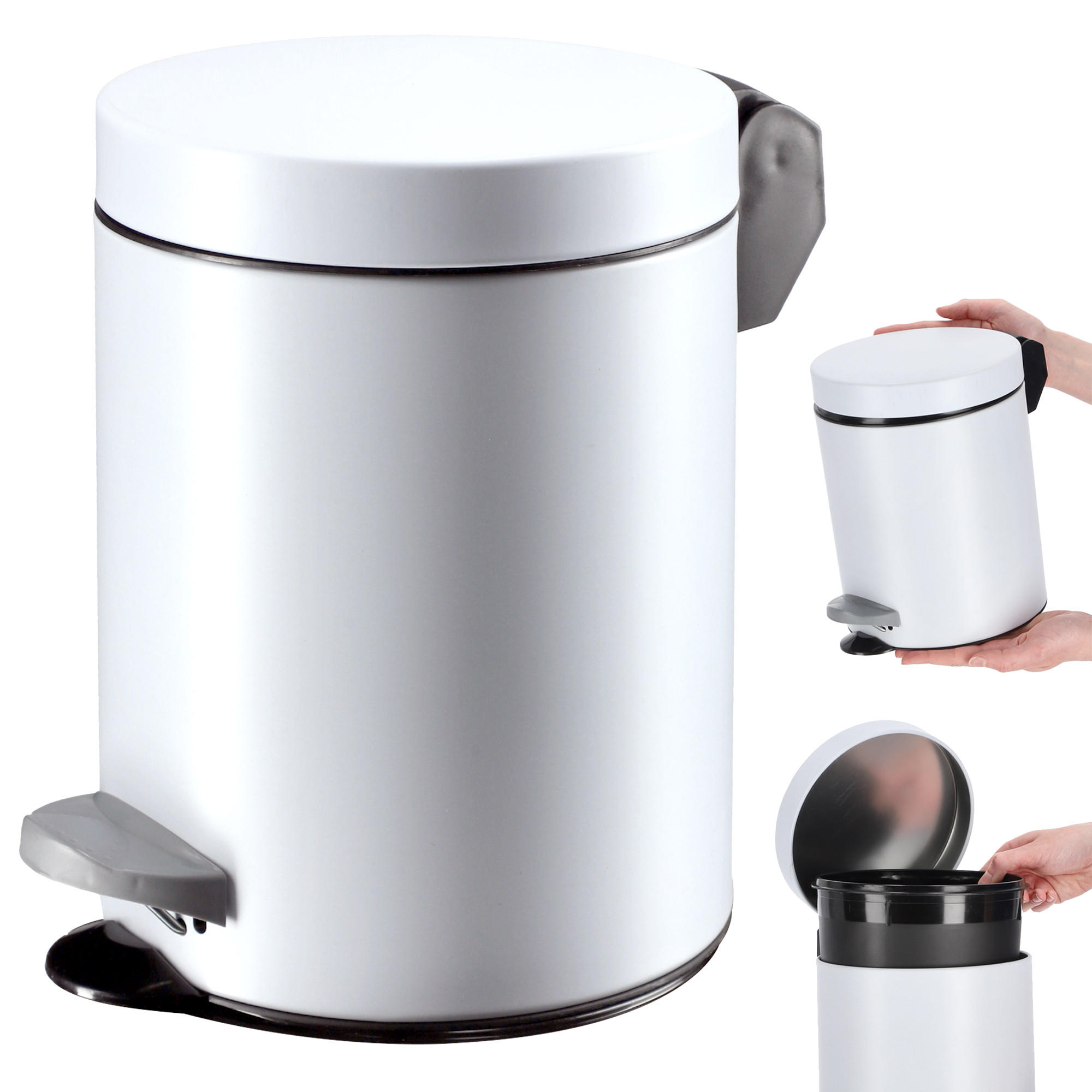MÜLLEIMER 5L Weiß - Weiß, Metall (18.7/18.7cm) - KADAX