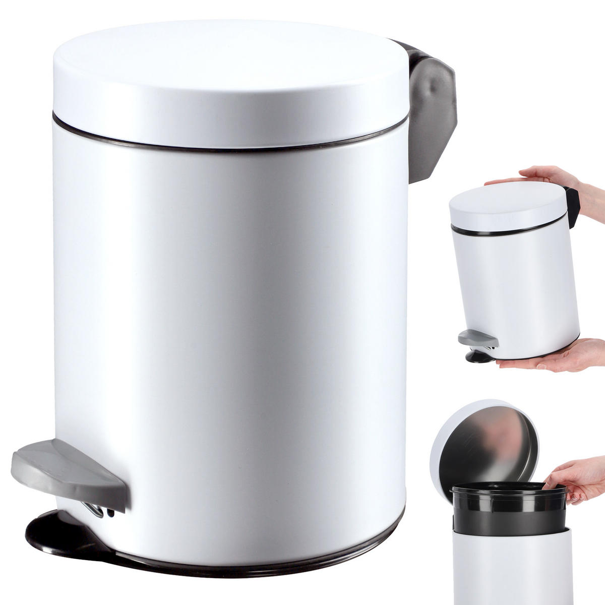 MÜLLEIMER 5L Weiß - Weiß, Metall (18.7/18.7cm) - KADAX