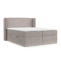 BOXBETT Viva 200/200 cm Beige im Neve Stoff - Beige/Schwarz, Holz/Holzwerkstoff (200/200cm) - AltaBeds