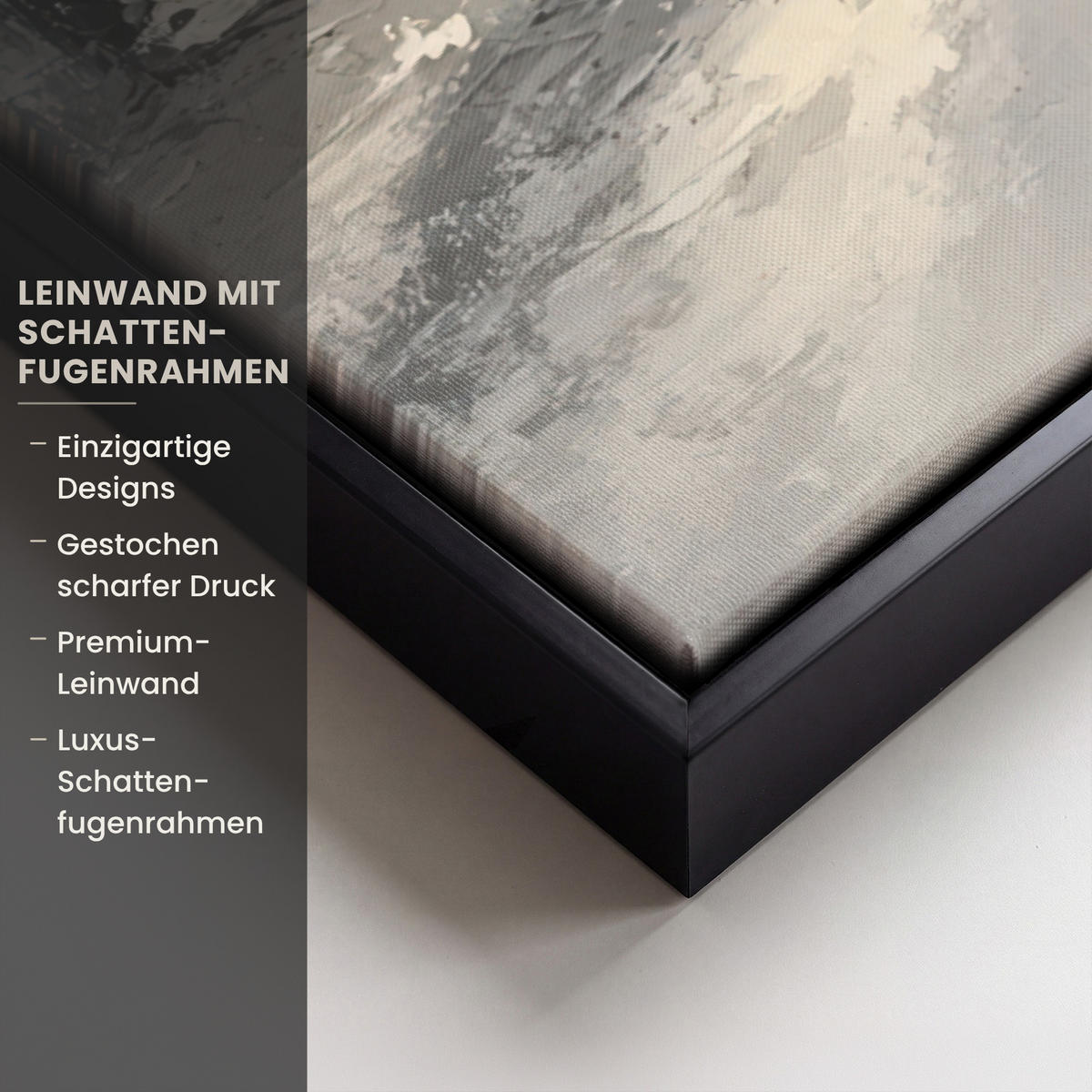 LEINWAND Bilder mit Rahmen - Winter - Abstrakt - Schnee - Natur - Sonne - 100x70 - Grau, Textil (100/70cm) - MuchoWow